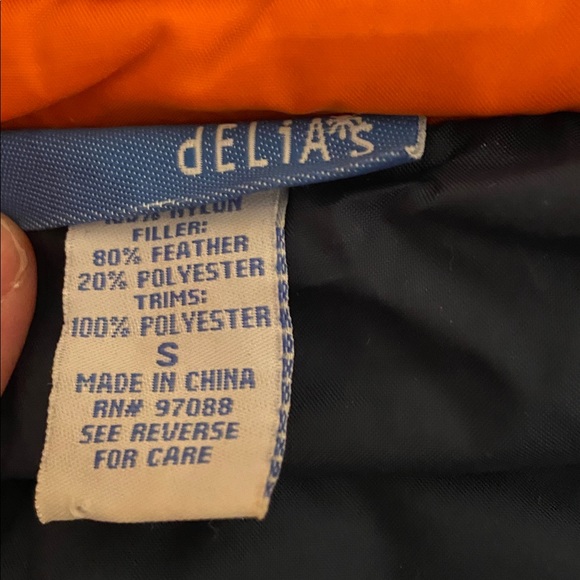 Delias Ski Vest 70s/Retro/Vintage/fur hood/small/orange/navy/classic/Y2K 90s - Picture 5 of 8